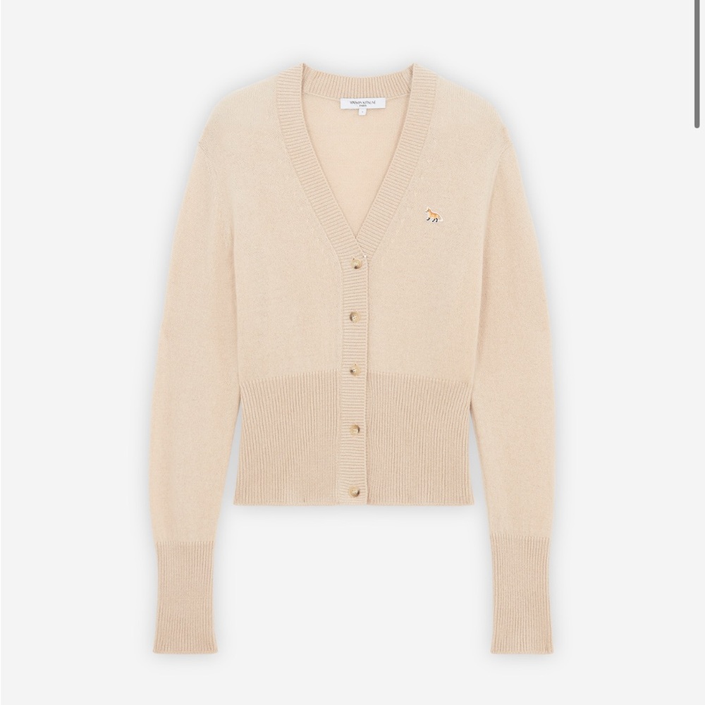 NWT MAISON KITSUNE BABY FOX PATCH FITTED V-NECK CARDIGAN